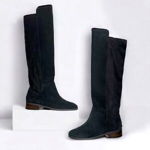 Lucky Brand Black Suede Knee High Heeled Autumn Tall Boots